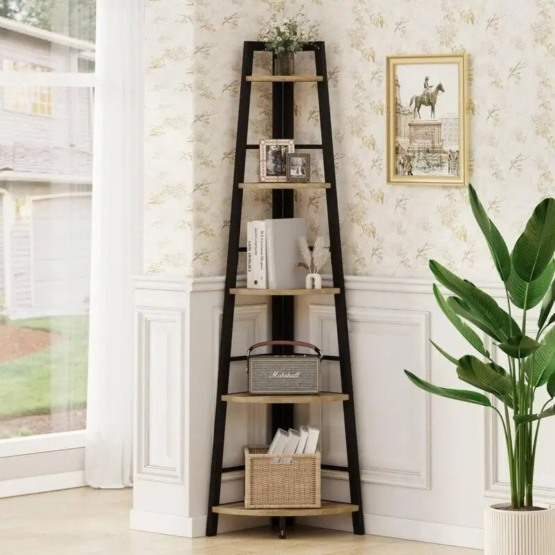 Libreria angolare a 5 ripiani in rovere grigio scuro, montaggio individuale