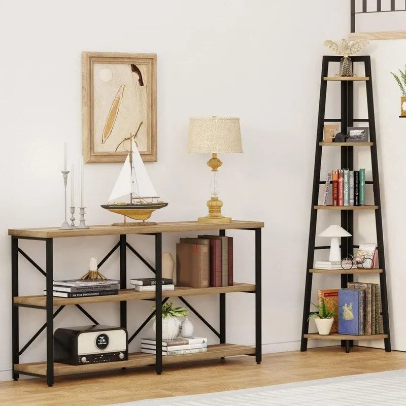 Libreria angolare a 5 ripiani in rovere grigio scuro, montaggio individuale