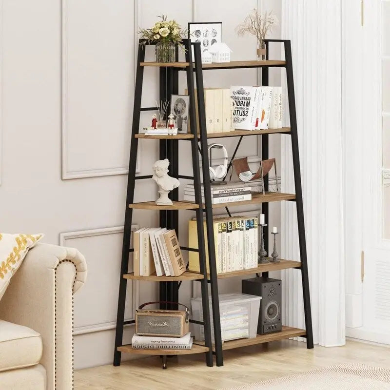 Libreria angolare a 5 ripiani in rovere grigio scuro, montaggio individuale