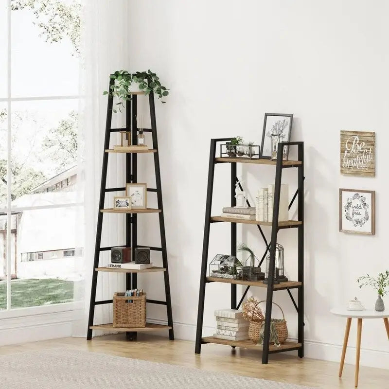Libreria angolare a 5 ripiani in rovere grigio scuro, montaggio individuale