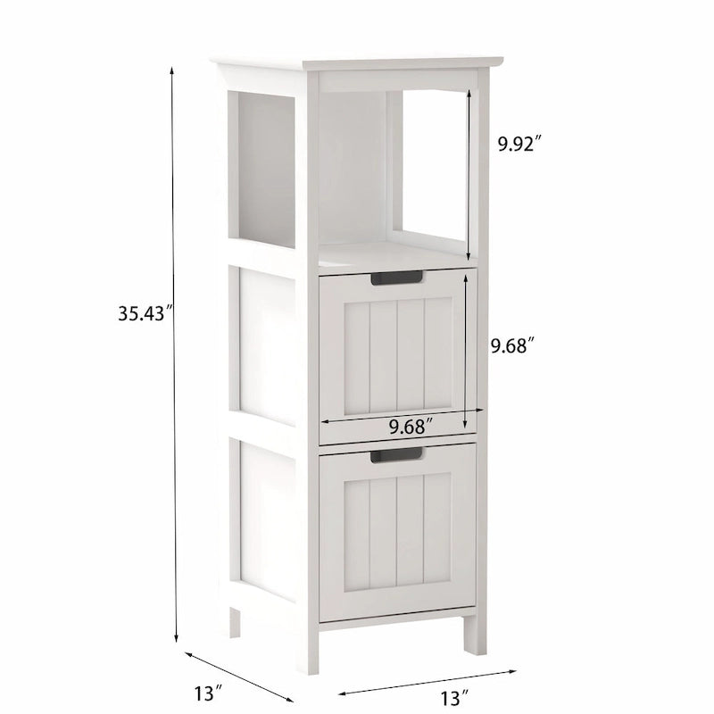 Mobiletto da Bagno Bianco con 2 Cassetti e 1 Ripiano, per Uso Singolo