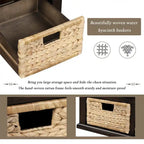 Panca contenitore a 3 cassetti con cesti in rattan, Espresso/Bianco/Blu Antico, 1 persona