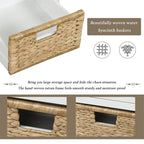 Panca contenitore a 3 cassetti con cesti in rattan, Espresso/Bianco/Blu Antico, 1 persona