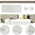 Panca contenitore a 3 cassetti con cesti in rattan, Espresso/Bianco/Blu Antico, 1 persona