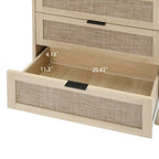 Comodino a 3 cassetti in rattan – Noce / Nero / Blu / Naturale / Verde scuro, Singolo
