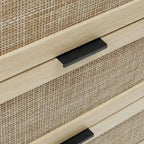 Comodino a 3 cassetti in rattan – Noce / Nero / Blu / Naturale / Verde scuro, Singolo