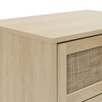 Comodino a 3 cassetti in rattan – Noce / Nero / Blu / Naturale / Verde scuro, Singolo