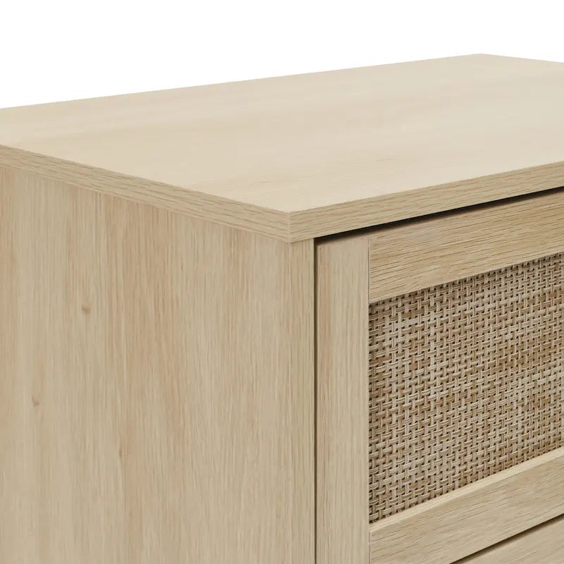 Comodino a 3 cassetti in rattan – Noce / Nero / Blu / Naturale / Verde scuro, Singolo