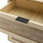 Comodino a 3 cassetti in rattan – Noce / Nero / Blu / Naturale / Verde scuro, Singolo