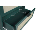 Comodino a 3 cassetti in rattan – Noce / Nero / Blu / Naturale / Verde scuro, Singolo