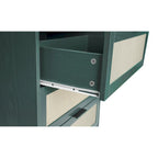 Comodino a 3 cassetti in rattan – Noce / Nero / Blu / Naturale / Verde scuro, Singolo