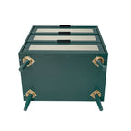 Comodino a 3 cassetti in rattan – Noce / Nero / Blu / Naturale / Verde scuro, Singolo