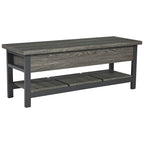 Panca contenitore marrone con ripiano, 1 posto, 48L x 16P x 18H