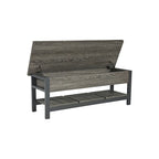 Panca contenitore marrone con ripiano, 1 posto, 48L x 16P x 18H