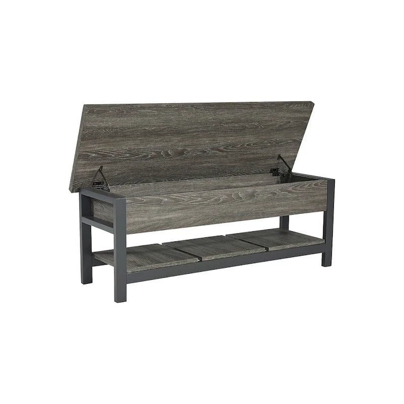 Panca contenitore marrone con ripiano, 1 posto, 48L x 16P x 18H