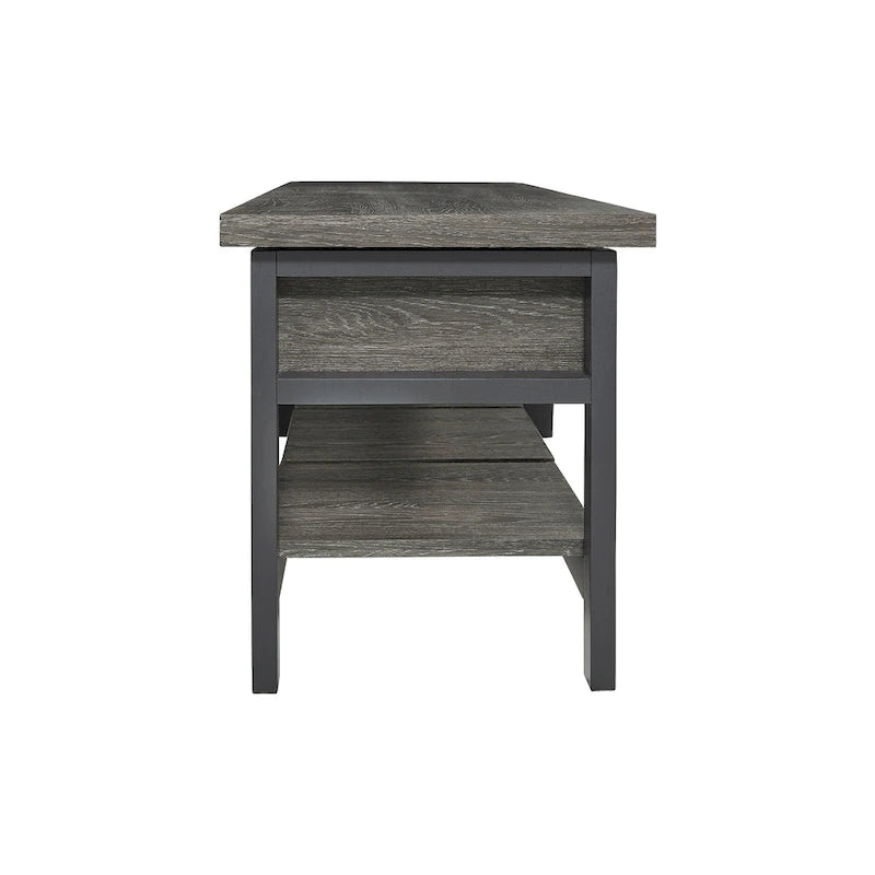 Panca contenitore marrone con ripiano, 1 posto, 48L x 16P x 18H