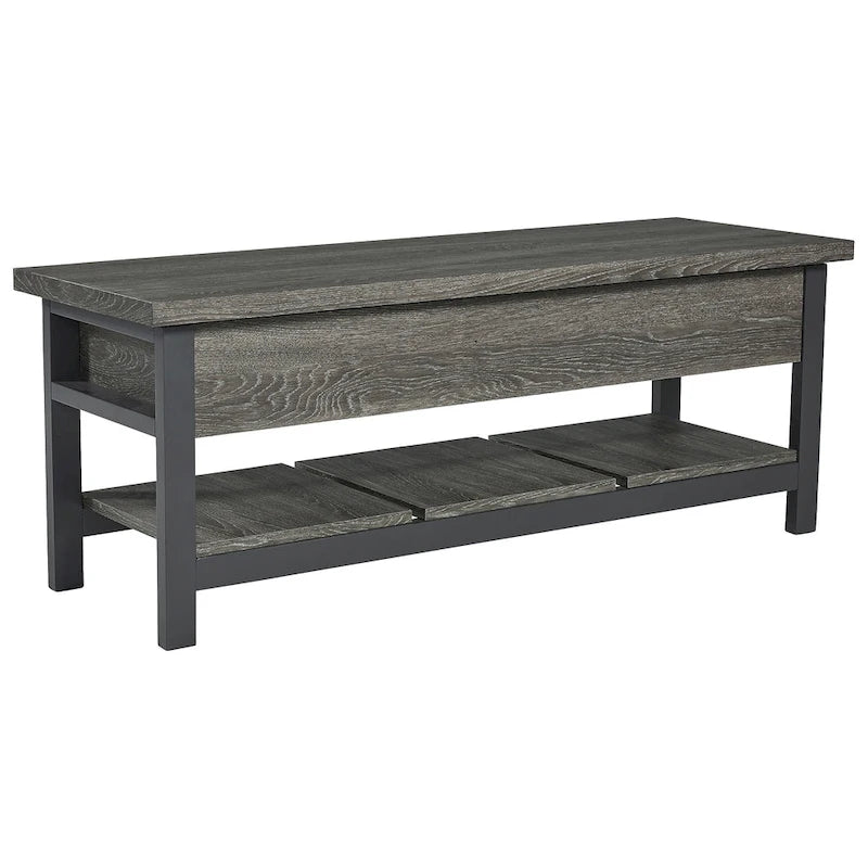 Panca contenitore marrone con ripiano, 1 posto, 48L x 16P x 18H