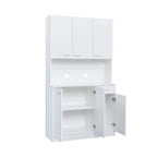 Mobile Dispensa da Cucina Bianco Autoportante con 6 Ante, 1 Cassetto e 1 Ripiano Aperto