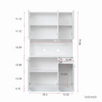 Mobile Dispensa da Cucina Bianco Autoportante con 6 Ante, 1 Cassetto e 1 Ripiano Aperto