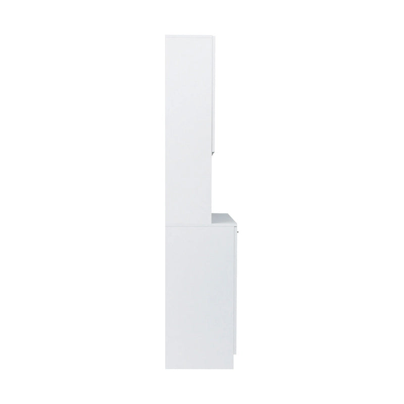 Mobile Dispensa da Cucina Bianco Autoportante con 6 Ante, 1 Cassetto e 1 Ripiano Aperto