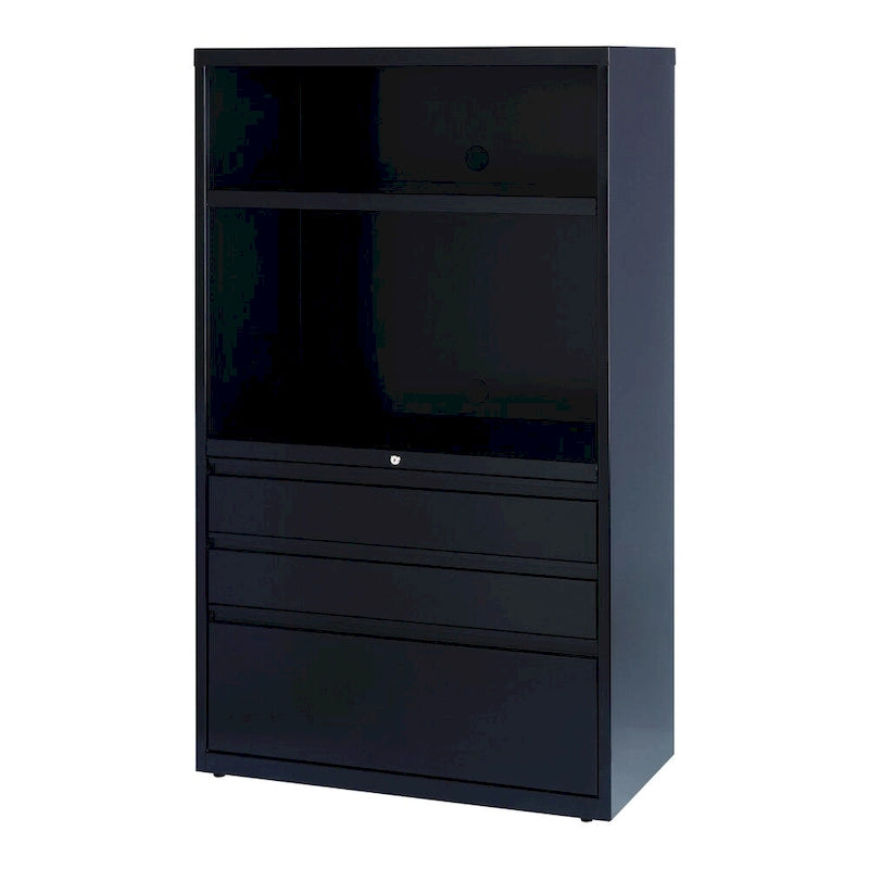 Schedario laterale a 3 cassetti in metallo nero con serratura, 76,2 L x 47,3 P x 73,66 H cm