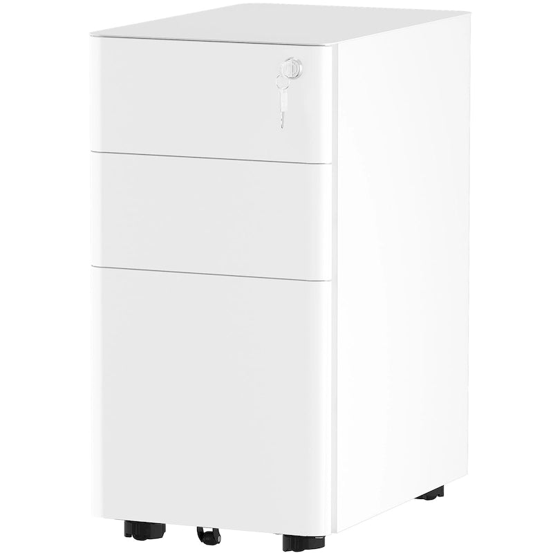 Cassettiera a 3 cassetti su ruote in acciaio, colore Bianco / Bianco e Grigio / Nero, Singola