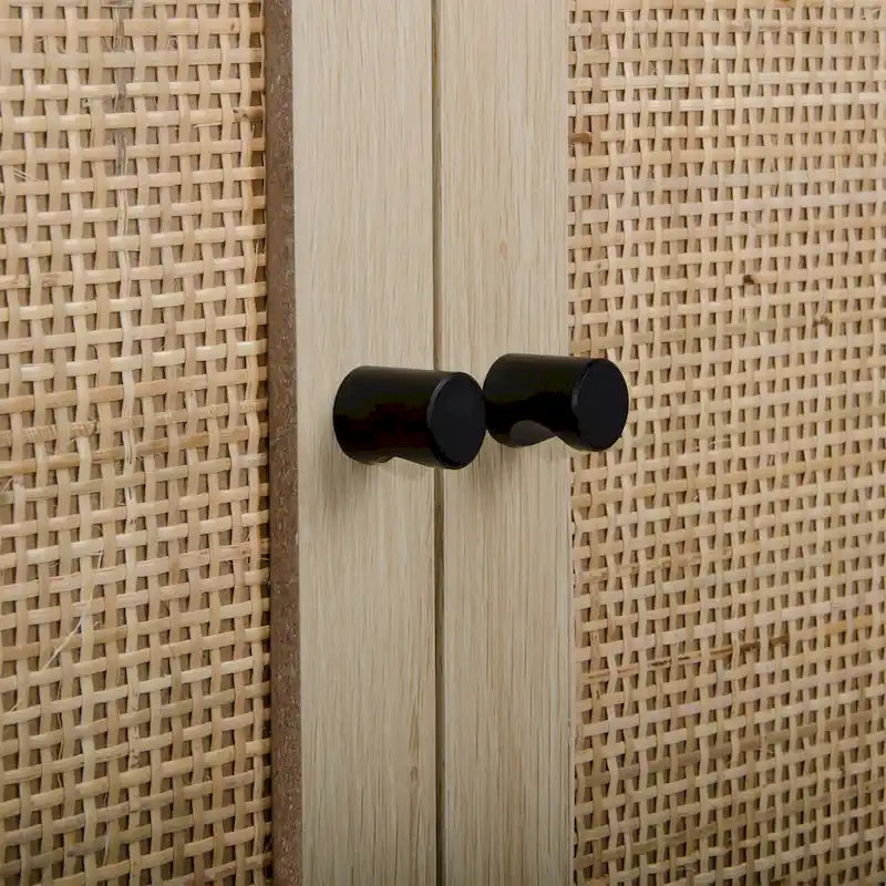 Bianco / Noce / Nero / Marrone Armadietto a 2 ante con pannello in rattan, ripiano regolabile, per 1