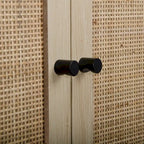 Bianco / Noce / Nero / Marrone Armadietto a 2 ante con pannello in rattan, ripiano regolabile, per 1