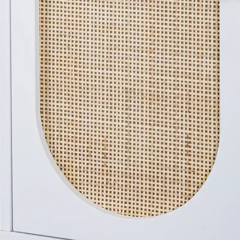 Bianco / Noce / Nero / Marrone Armadietto a 2 ante con pannello in rattan, ripiano regolabile, per 1