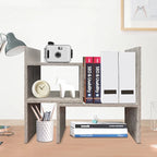 Organizzatore da scrivania regolabile a 2 scomparti, legno ingegnerizzato, 1 persona, color tan