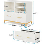 Cassettiera Laterale Bianca e Oro – Stile Moderno, Montaggio da 2 Persone