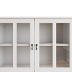 Credenza retrò bianca con ante in vetro e maniglia a campana, 1 pezzo