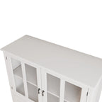 Credenza retrò bianca con ante in vetro e maniglia a campana, 1 pezzo