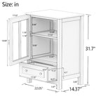 Credenza retrò bianca con ante in vetro e maniglia a campana, 1 pezzo
