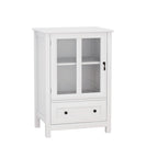 Credenza retrò bianca con ante in vetro e maniglia a campana, 1 pezzo