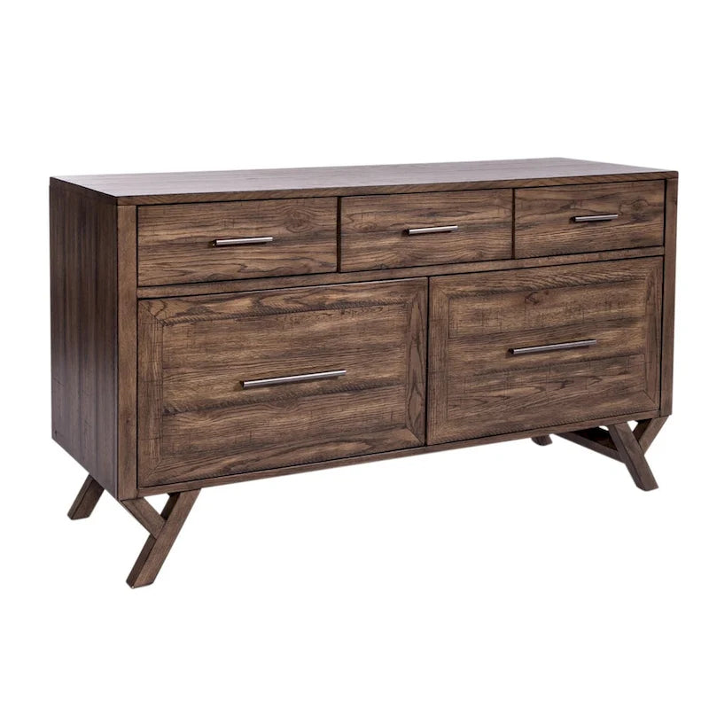 Credenza Scrivania Marrone Effetto Invecchiato con Cassetti Portadocumenti – 1 Posto