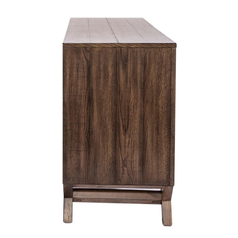 Credenza Scrivania Marrone Effetto Invecchiato con Cassetti Portadocumenti – 1 Posto