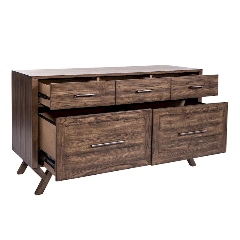 Credenza Scrivania Marrone Effetto Invecchiato con Cassetti Portadocumenti – 1 Posto