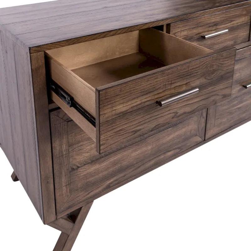 Credenza Scrivania Marrone Effetto Invecchiato con Cassetti Portadocumenti – 1 Posto