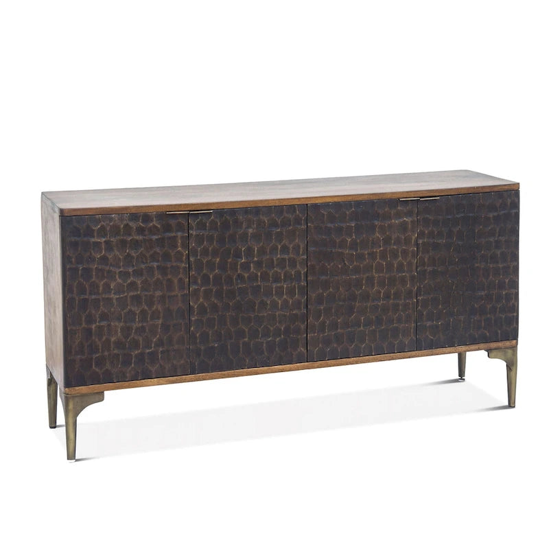 Credenza in Legno di Mango Marrone Bicolore, 1 Pezzo