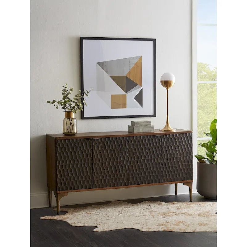 Credenza in Legno di Mango Marrone Bicolore, 1 Pezzo