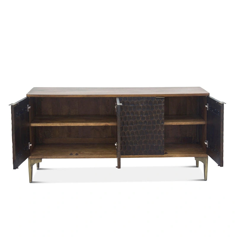 Credenza in Legno di Mango Marrone Bicolore, 1 Pezzo