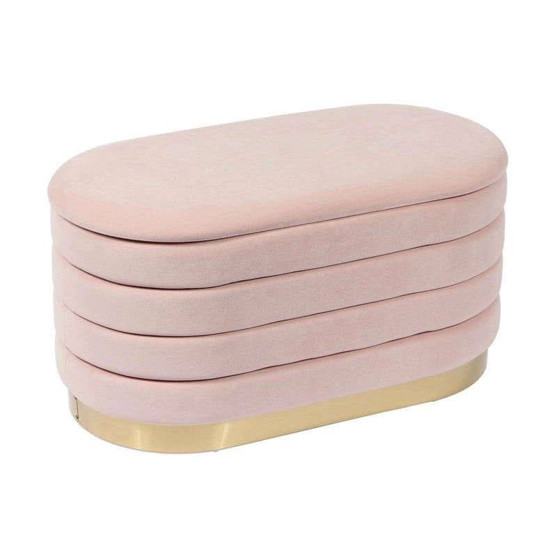 Panca contenitore in velluto nero / crema / cipria – trapuntatura a canale, base dorata, 1 posto