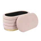 Panca contenitore in velluto nero / crema / cipria – trapuntatura a canale, base dorata, 1 posto