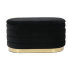 Panca contenitore in velluto nero / crema / cipria – trapuntatura a canale, base dorata, 1 posto
