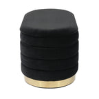 Panca contenitore in velluto nero / crema / cipria – trapuntatura a canale, base dorata, 1 posto