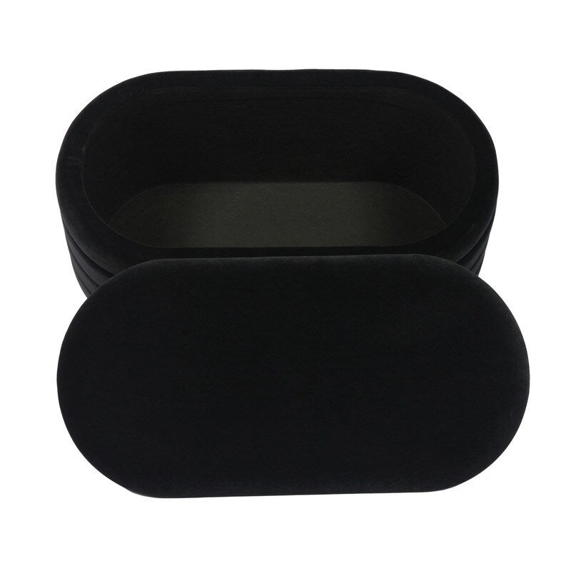 Panca contenitore in velluto nero / crema / cipria – trapuntatura a canale, base dorata, 1 posto