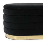 Panca contenitore in velluto nero / crema / cipria – trapuntatura a canale, base dorata, 1 posto