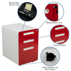 Cassettiera portadocumenti mobile a 3 cassetti con serratura – Bianco/Rosso, Bianco/Antracite, Grigio, Bianco, Nero