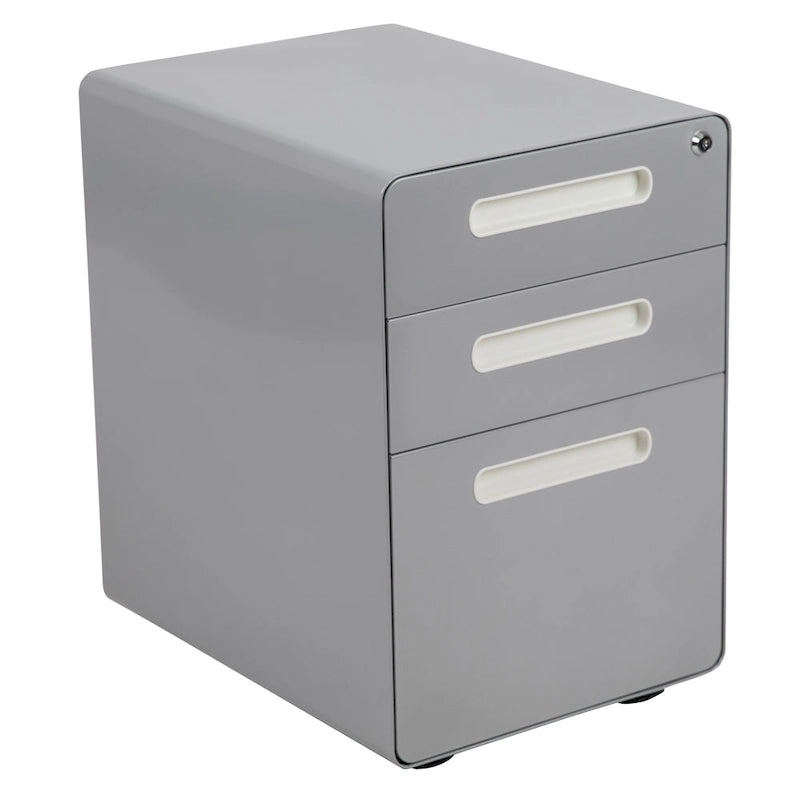 Cassettiera portadocumenti mobile a 3 cassetti con serratura – Bianco/Rosso, Bianco/Antracite, Grigio, Bianco, Nero